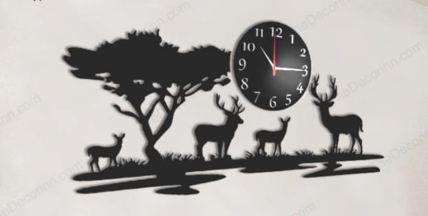 Deer wall clock MDF Wood material - Image 1
