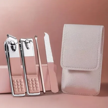4-in-1 Professional Manicure Set – Stainless Steel Nail Care Kit with Nail Clippers, Nail File & Dead Skin Fork (Random Color)