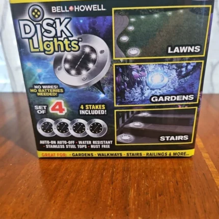 Disk Lights 8 LED Version Solar Powered Auto on off Outdoor Lighting