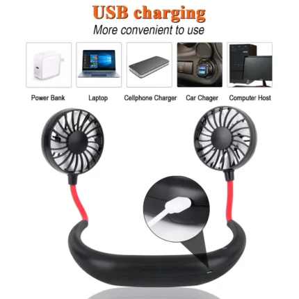 Sports summer neck fanUSB Rechargeable (Random Color)