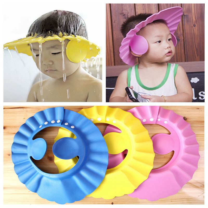 Baby Shower Cap With Ear Protector (Random Color) - Image 1
