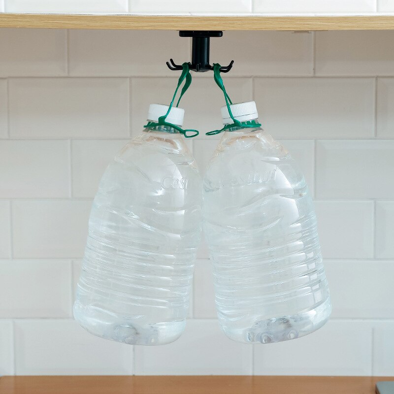 Spinning Storage Hook Organizer - Under Cabinet or Shelf 6 Hooks-in-One Adhesive Hangers for Hanging Kitchen Utensil Holder Jewelry Closet Keys Masks Home Office Kids Bathroom