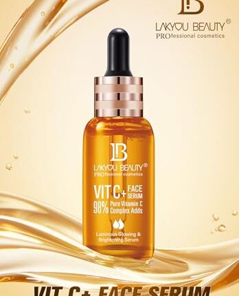 Lakyou Beauty Vitamin C Face Serum – 98% Pure Vitamin C Complex for Luminous Glow, Brightening, Firming & Repairing, 50ml