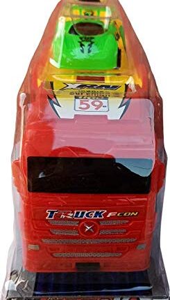 Double decker Trailer Truck | Car Carrier Truck with 4 Cars Included Toy for Kids (Random color)