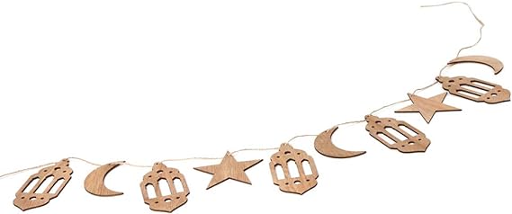Ramadan Kareem Decorations chain Wooden material (10pec)