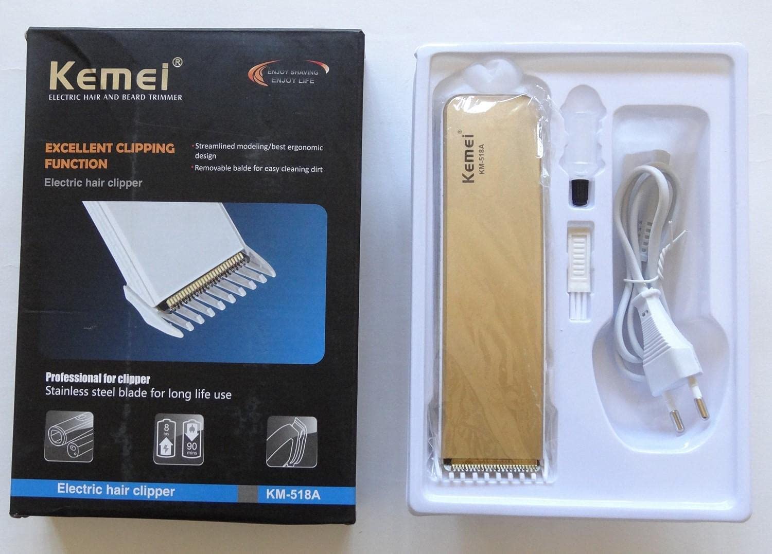 ORIGINAL KEMEI KM - 518A Professional Rechargeable Hair Clipper Trimmer Double Battery Inside(Random Colors)