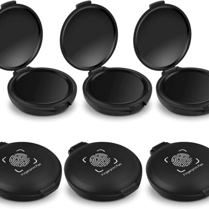 Black Stamp Pad Waterproof Mini Fingerprint Ink Pad Portable Black Thumbprint Ink Pad Identification Security