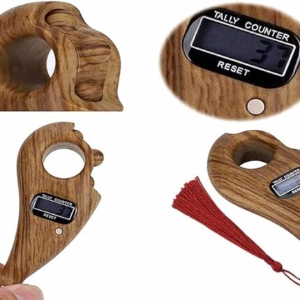 Digital Counter with Qibla Compass and Rotating Prayer Beads Portable Finger Tasbeeh Japa (random color)