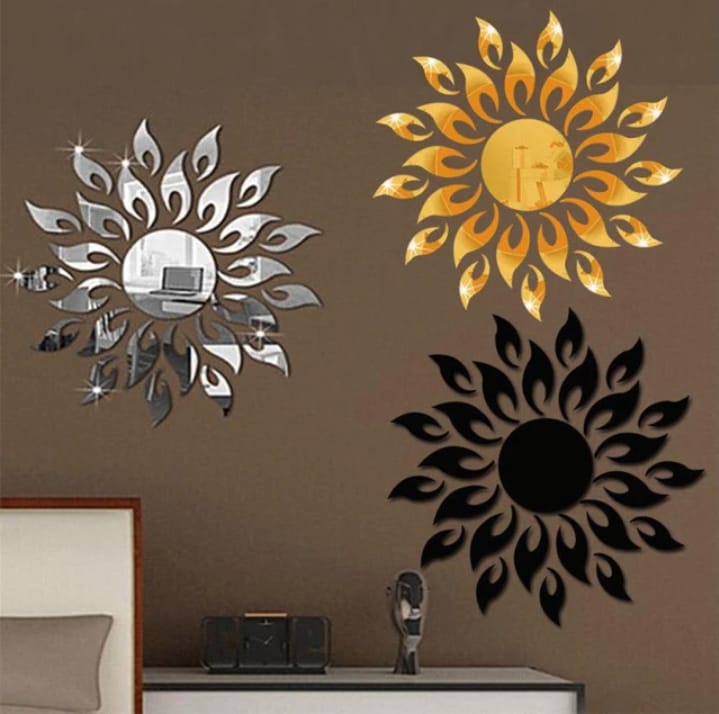 Sun shape Acrylic mirror wall stickers