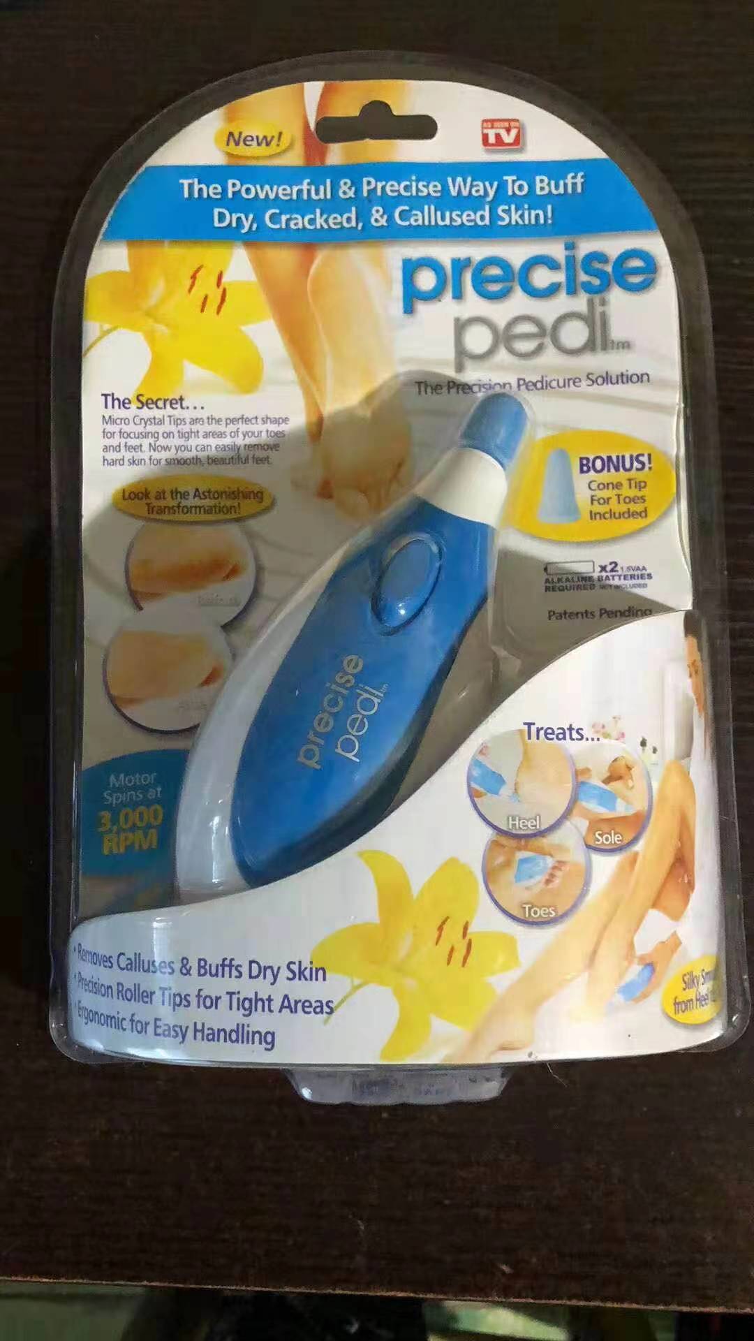 Precise Pedi - Electric Callus Remover Foot File, Cordless (Cell Operated)