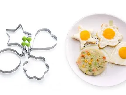 Pack of 4 New Mould Style Fried Egg Pancake Shaper   | Egg Shaper Kitchen Tools Star, Heart, Round, Flower Shaped Stainless Steel