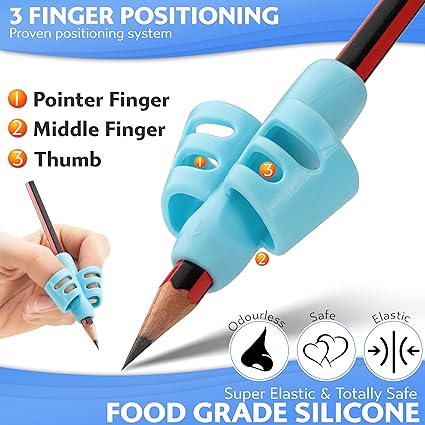 Children Pencil Holder Tools Silicone Two Finger Ergonomic Posture Correction Tools Pencil Grip Writing Aid Grip(random color)
