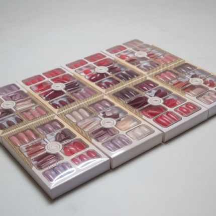 96 Pcs Fake Nails Set – Nude, Red & Multicolor ABS Plastic Nail Tips, Durable & Easy-to-Apply, Smooth Finish for DIY Nail Art & Professional Manicure