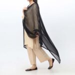 Plain Crinkle Chiffon Dupatta Black - Image 2