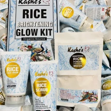 03 Pcs Kashee’s Organic Brightening Rice Skincare Kit – Natural Face Care Set with Organic Rice Extract for Radiant, Even-Toned, and Hydrated Skin