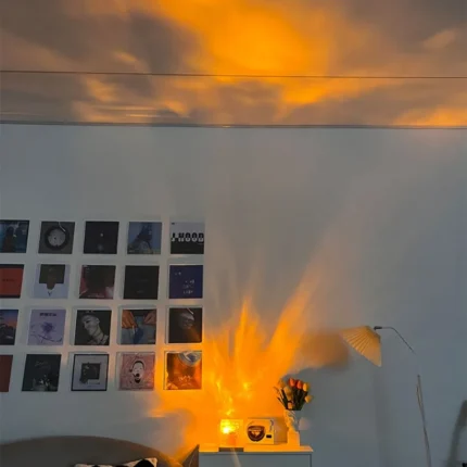 Dynamic Rotating Water Ripple Night Light 3 Colors Flame Crystal Lamp for Living Room Study Bedroom (No remote  Attached USB cable)