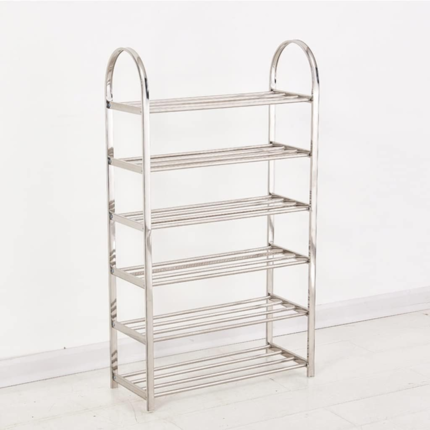 6 Layers Stainless Steel Shoe Rack - Adjustable shoe organizer for living room, bedroom, porch, hallway, shoe storage, fashion