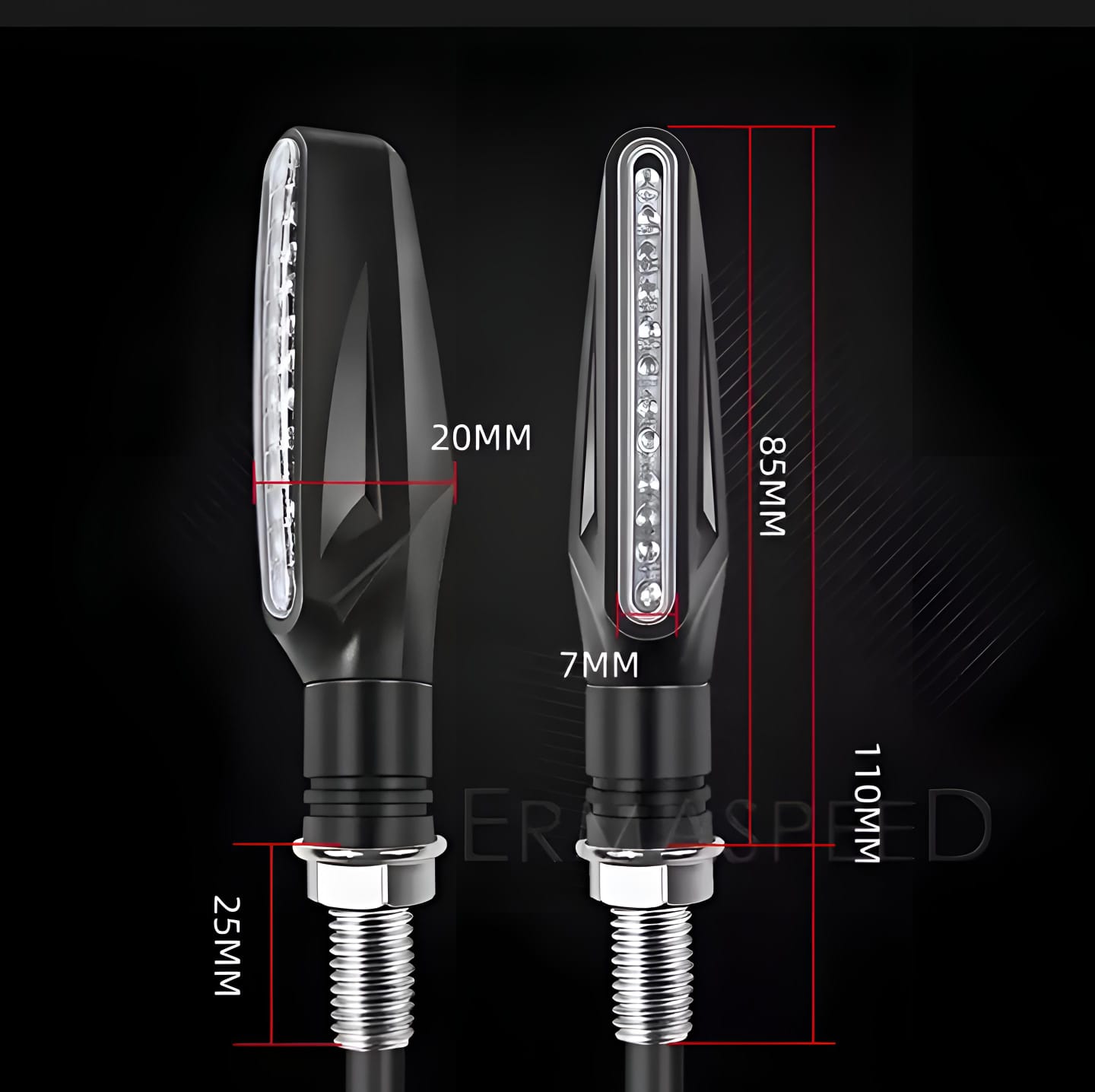 Pack of 1 pair(2pcs) - Audi Flow Style Led Motorcycle Turn Signals Indicator Amber Light