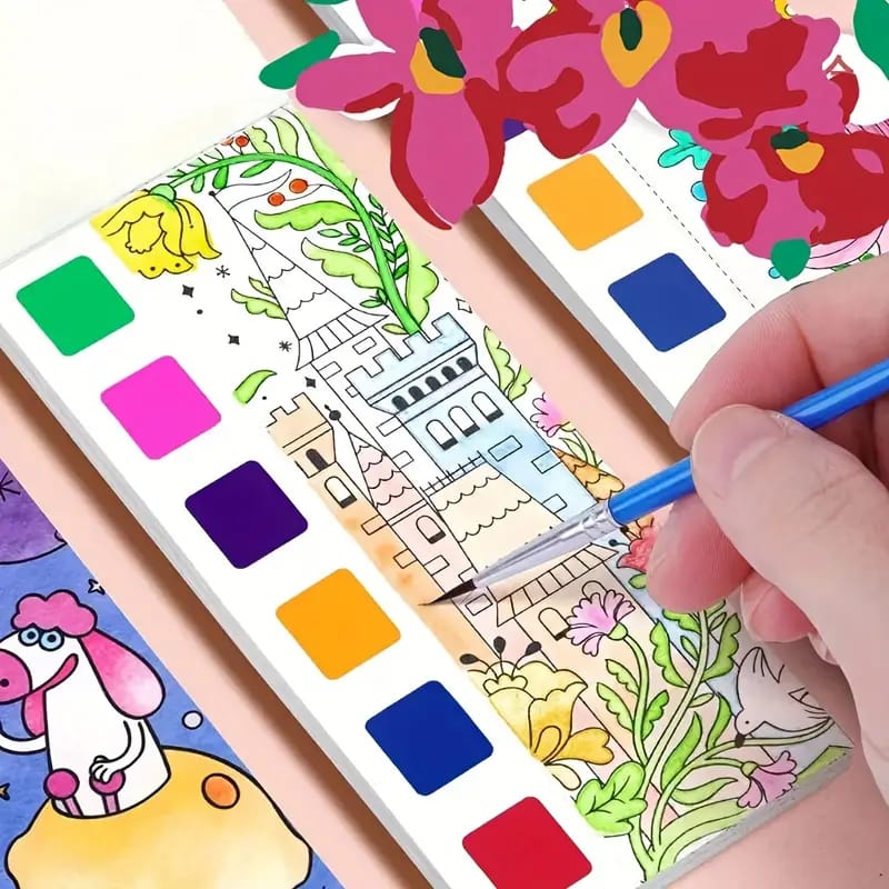 Watercolor Illustration Painting Book 12 Pages  (Random Designs)