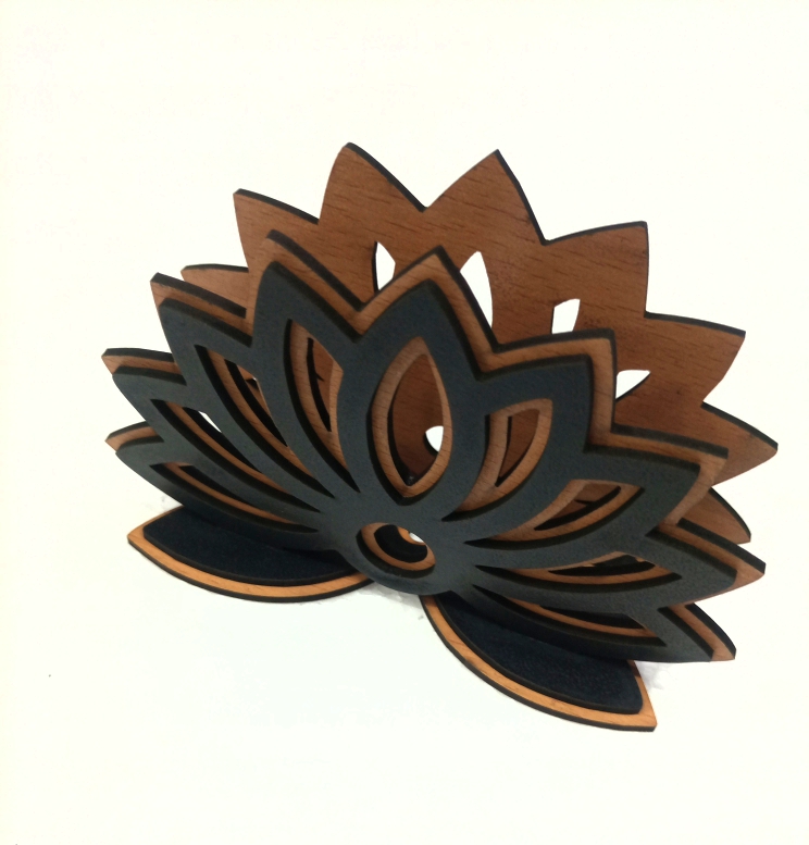 Lotus Flower Decorative Tissue holder Wooden material Leaf Rose shape