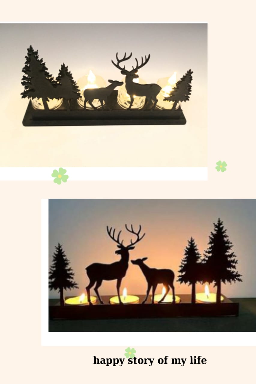 Nature art candle holder  Desktop decoration MDF wood material