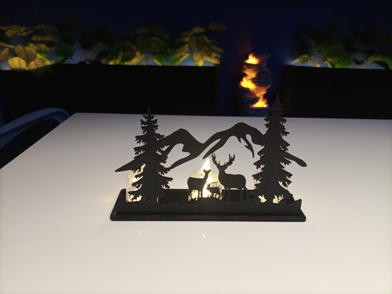 Jungle art candle holder  Desktop decoration MDF material