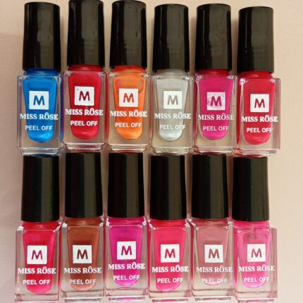 Pack of 12 Nail Polishes  Miss Rose Nail Polish  Peel Off