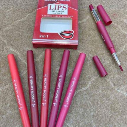2-in-1 Lipstick & Lip Liner Pack – 6 Vibrant Colors, Waterproof & Long-Lasting