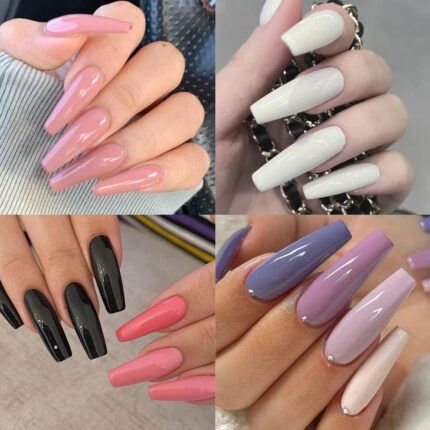 Pack of 144 Artificial Nails Without Nail Glue, Beautiful Fancy Fake Nails (Random color)