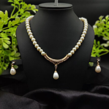 Imported Elegant Gold-Plated Pearl Necklace with Teardrop Pendant | Girls & Women Fashion