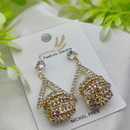 Imported Glamorous Triangle Drop Earrings with Rhinestone Accents | Girls Earrings | Women Earrings | Jewellery 