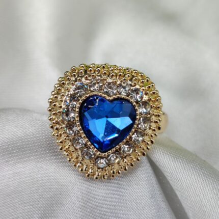 1 Piece Imported Heartfelt Elegance Blue Crystal Ring | Adjustable Ring – Timeless Charm 💙 | Best Quality Adjustable Ring For Girls & Women