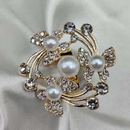 1 Piece Imported Exquisite Floral Pearl Ring – A Symphony of Elegance and Sparkle 🌟 | Luxurious Design Ring | Adjustable Ring | Ring For Girls & Women