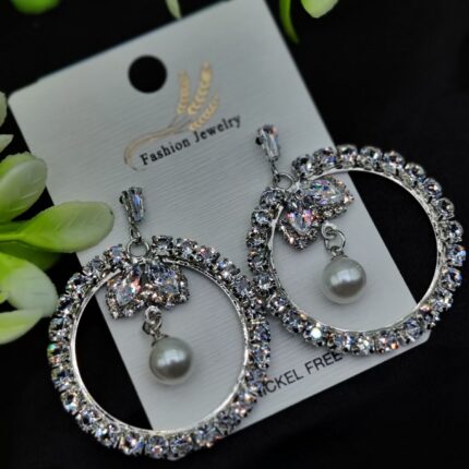 Imported Elegant Earrings  Starburst Pearl,Designs | Best Quality Earrings For Girls & Women | Luxury Look Earrings ( Silver Color )