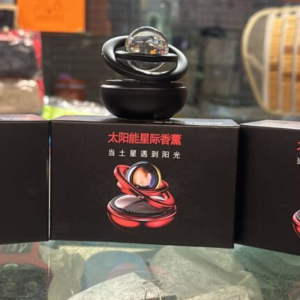 Solar Car Air Freshener Rotating Double-Ring For Car Dashboard, Aesthetic Car Decor | Best Quality ( Random Color )