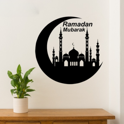 Ramzan Mubarak Islamic Calligraphy 3D Wooden Wall Decorative Gift Stylish Design Office Living Room I Decorating Items