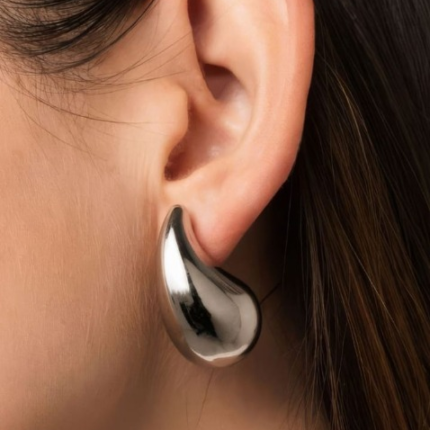 Chunky Dome Drop Earrings for Women Glossy Thick Teardrop Earrings Dupes Lightweight Hoops