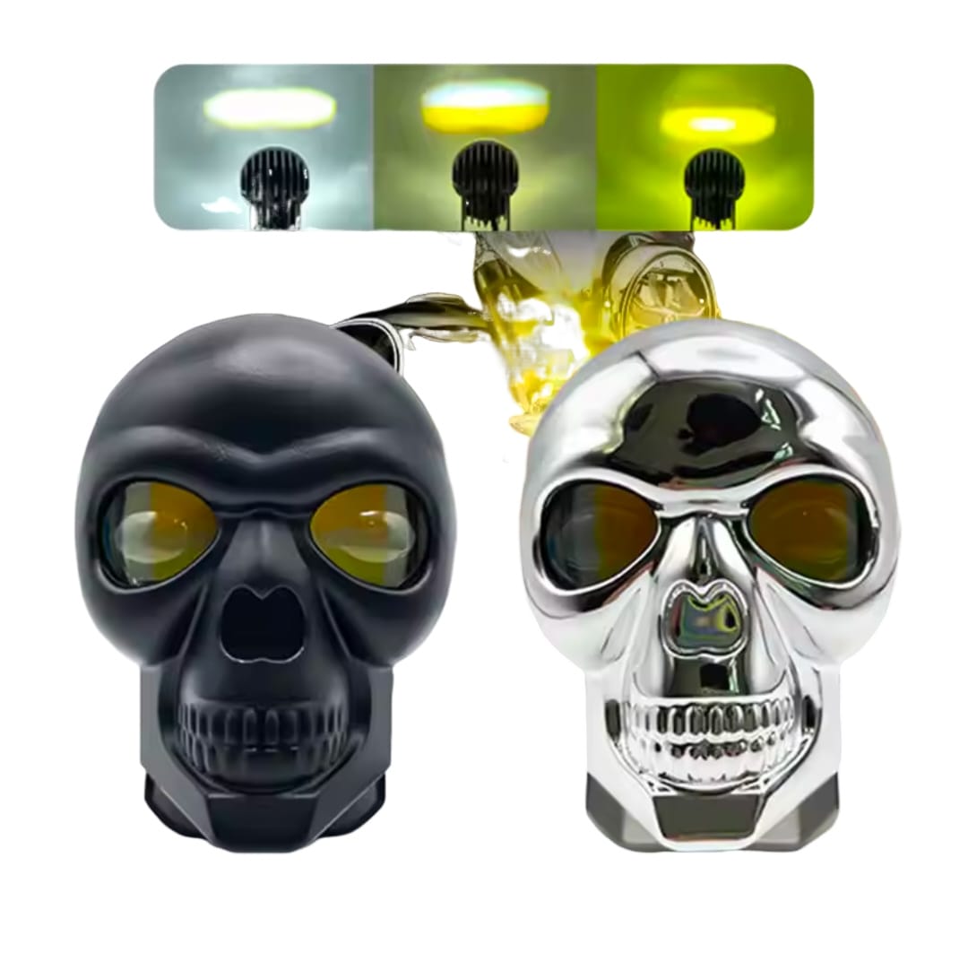 Motorcycle Skull Fog Light LED – Waterproof, High-Low Beam Auxiliary Headlight - Image 1