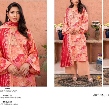 ✨ ZESH   ✨ 3 PieceUnstitched Suit ZESH SUMMAER LAWN COLLECTION 2025