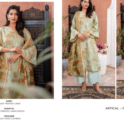 ✨ ZESH   ✨ 3 PieceUnstitched Suit ZESH SUMMAER LAWN COLLECTION 2025