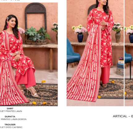 ✨ ZESH   ✨ 3 PieceUnstitched Suit ZESH SUMMAER LAWN COLLECTION 2025