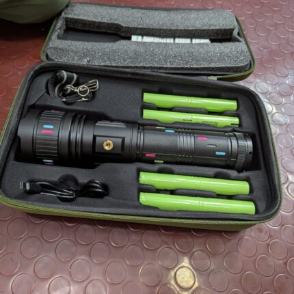 2KM Powerful Zooming Flashligh with 8 lithum cell pure steel waterproof body With Side Work Light & Usb Charging – Ultra-bright Type c charging port