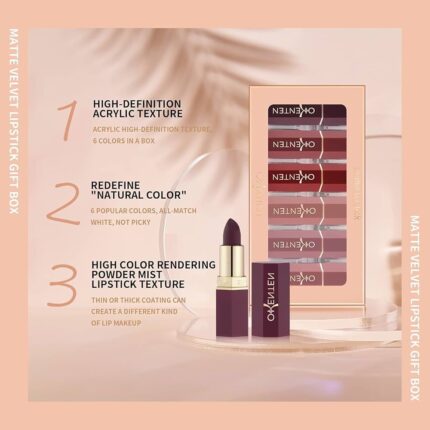 6 Pcs High Pigmented Lipstick Pack – Creamy Formula, Multicolor Shades, Long-Lasting, Smooth & Vibrant Finish for Everyday Wear and Special Occasions