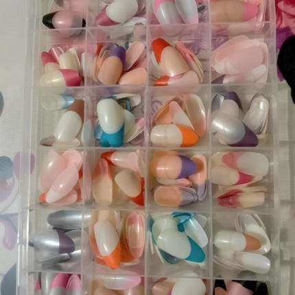288 Pcs French Nails Set – Multicolor ABS Plastic Nail Tips, Smooth & Even Coverage, Durable, Easy-to-Apply, Perfect for DIY & Professional Manicures