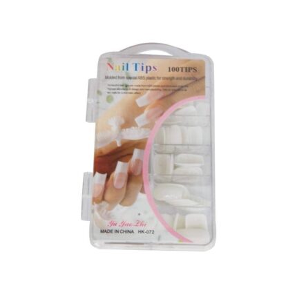 100 Pcs Fake Nails Set – White ABS Plastic Nail Tips, Durable & Easy-to-Apply, Smooth Finish for DIY Nail Art & Professional Salon Manicure