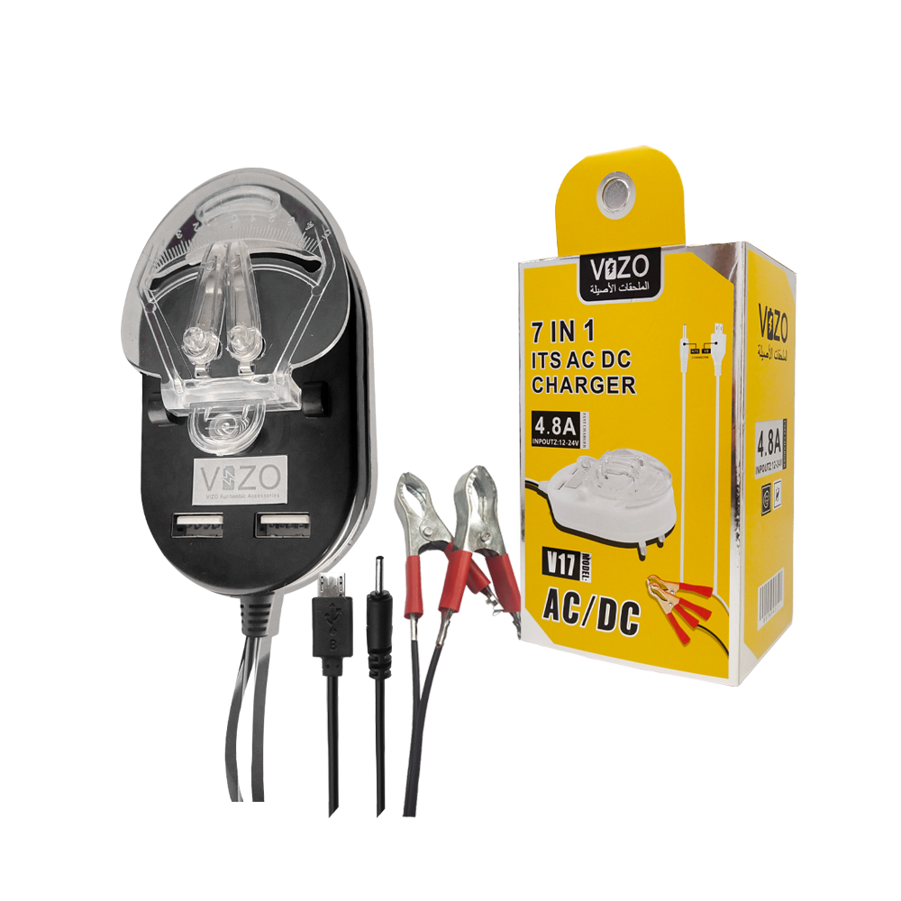 Vizo V17 - 7-in-1 Multi-Port Charger | Best Quality Charger For Android  | AC/DC Clamp Charger | AC/DC Desktop Charger