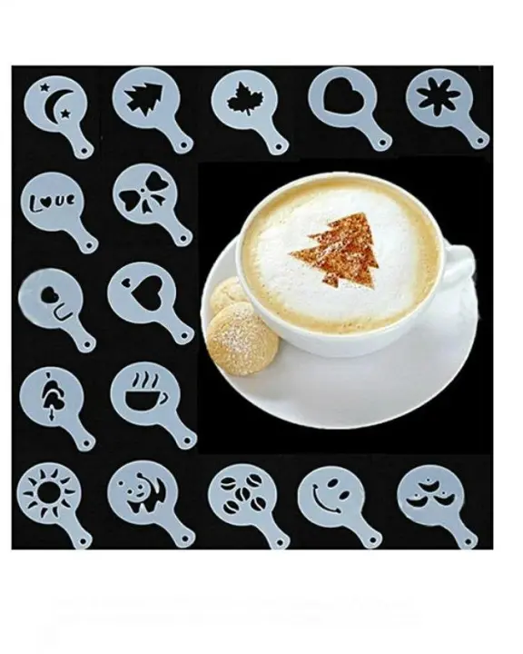 Pack Of 16 Silicone Coffee Art Stencil