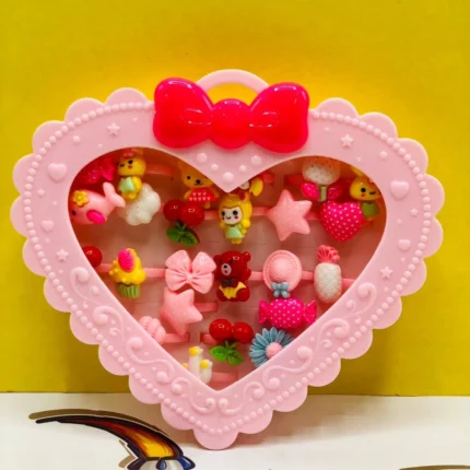 Pack of 24 Cute Rings in Heart Shape Box