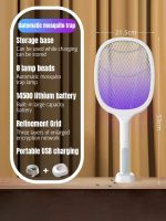 2 In 1 Electric Mosquito Killer UV Light LED Lamp Rechargeable Mosquito Trap Racket Anti Insect Bug Zapper - Image 5