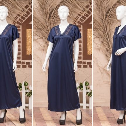 Single Pcs Stylish & Comfortable Long Silk Nightgown - Free Size (SKU R-002)